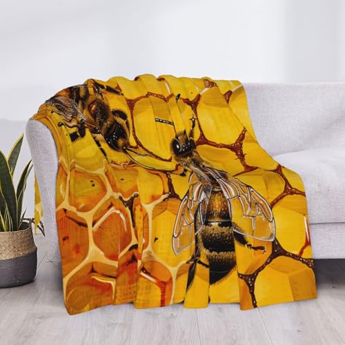 Couverture flanelle douce et chaude nid d'abeille pour lit