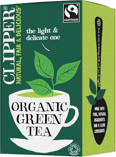 Clipper Organic Pure Green Tea Bags | Box of 40 Teabags | Organic Tea for Home & Office | Eco-Conscious, Fair Trade Tea | Natural, Unbleached, Plant-Based, Compostable & Biodegradable Tea Bags
