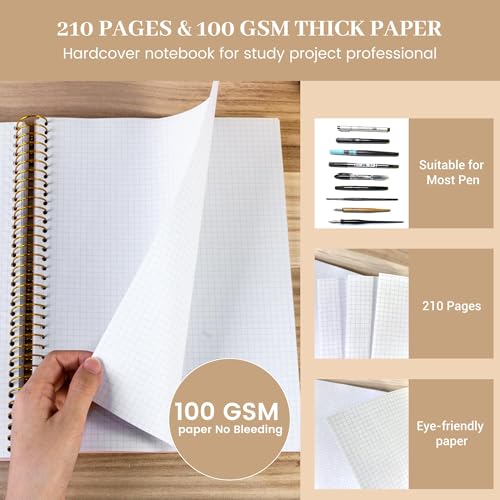Carnet de notes à spirales grand format haut de gamme bleu papier graphique - 5