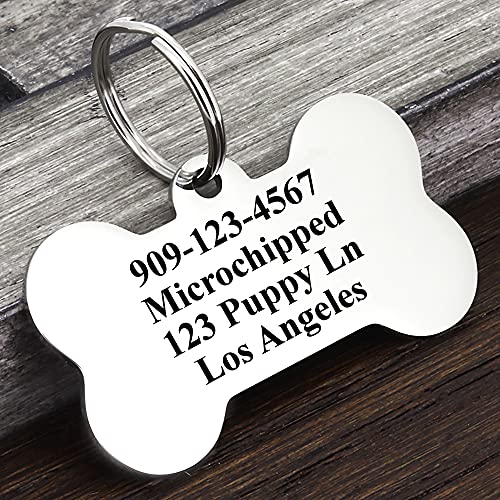 Personalized Dog Tags for Pets - Durable Stainless Steel Customizable Dog Cat ID Tags - Dog Tags for Safety Optional Engraved on Both Sides -Bone Shape Dog Tag Large Size, Silver - Image 4