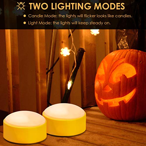 [4-Pack] Halloween Led Pumpkin Lights With Remote And Timer, Battery Operated Orange Jack-O-Lantern Light For Halloween Decor, Flameless Candles For Pumpkin Decoration #TOP1