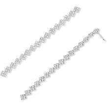 Silver Dangle Earrings for Prom Long Diamond Earrings for Women Sparkly Silver Dangle Rhinestone Chandelier Earrings Fancy Lightweight Dangly Ear Studs for Prom Large Zirconia Crystal Jewelry