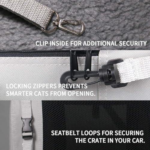 Image of Extra Large Cat Carrier Soft Sided, Portable Small Dog Carrier for 2 Cats, 24 inchx16.5 inchx16 inch Car Travel Folding Comfortable Design with Litter Box and Bowls, Grey-3+ Litter Box+ Bowls