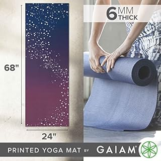 Gaiam Yoga Mat Premium Print Extra Thick Non Slip Exercise & Fitness Mat for All Types of Yoga, Pilates & Floor Workouts, Sublime Sky, 6mm