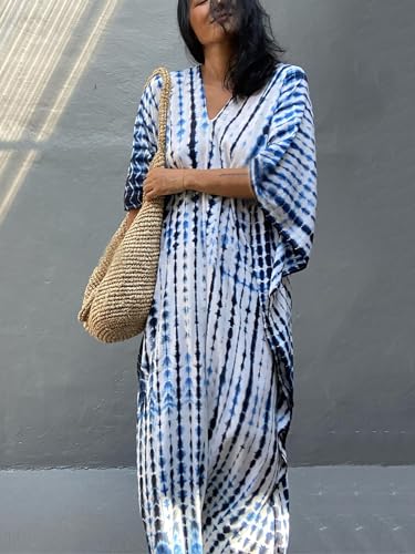 Image of Kaftan Dresses for Women Plus Size Summer Beach Dress with Print and Swim Cover Ups