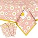 6 Pack Daisy Tablecloth Plastic Daisy Party Tablecloths Daisy Flower Table Covers Daisy Birthday Party Supplies Waterproof Square Rectangle Table Covers for Party, 86.61 x 51.18 Inch (Lovely Style)