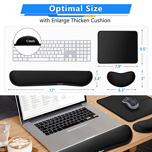 Image of Gimars 3Pcs Memory Foam Keyboard Wrist Rest, Mouse Pad Wrist Support for Easy Typing Pain Relief, Ergonomic, Comfortable Keyboard Mouse Pad Set for Computer, Laptop, Home & Office