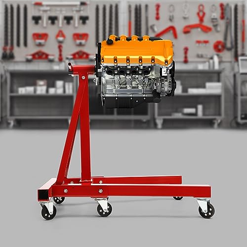 SEANESZTI Folding Engine Stand, 2000 LBS Rotating Engine Stand, Auto Repair Rebuild Steel Engine Stand with 360 Degree Adjustable Mounting Head, Motor Hoist Dolly Mover Jack for Vehicle Maintenance - Thumbnail 6
