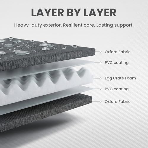 Image of Laifug Foldable Waterproof Dog Bed for Large Dogs - Outdoor Orthopedic Dog Bed with Washable Removable Cover, Pet Mattress with Handles, Elephant Grey, (44 x 32 x 3.5 inches)