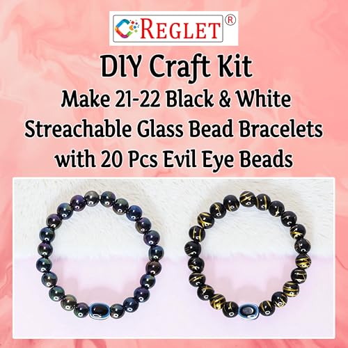 Image of 30 Pcs Evil Eye Beads + 540 Pcs Black & White Glass Beads for Jewellery Making Kit - Glass Beads for Bracelet Making Kit - Bead Craft - 8mm