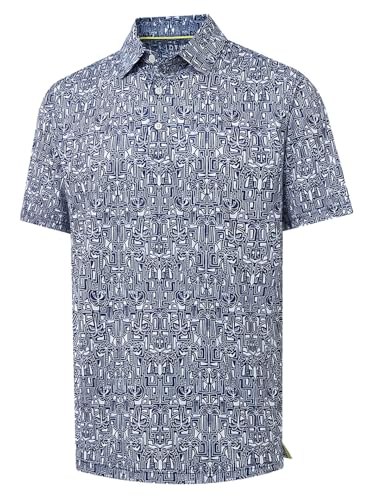 Men' s Golf Shirts Short Sleeve Print Performance Moisture Wicking Dry Fit Golf Polo Shirts for Men