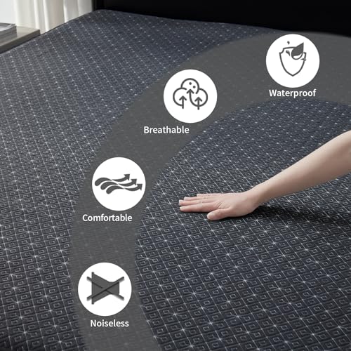 BEDLORE King Mattress Protector, Waterproof Noiseless Mattress Cover with Deep Pocket for 6-18 inches Mattress, Soft Breathable Mattress Pad Machine Washable (Dark Gray)