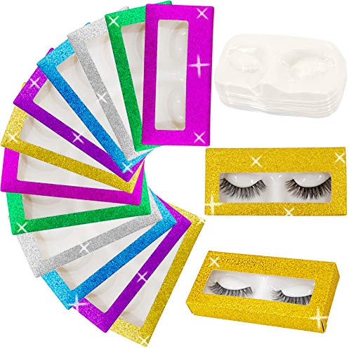 BQTQ 30 Sets False Eyelashes Packaging Box Empty Eyelash Boxes with 30 Clear Eyelash Tray for False Eyelash