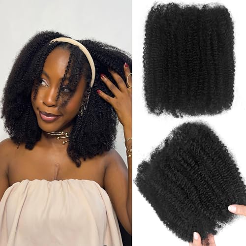 Afro Kinkys Bulk Human Hair 18inch 2 Bundles 4c Curly Hair For Mini Twist Braids Kinky Curly Bundles Human Hair For Micro Locs Extensions Natural Black(18 inch 1B, 2 Bundles)