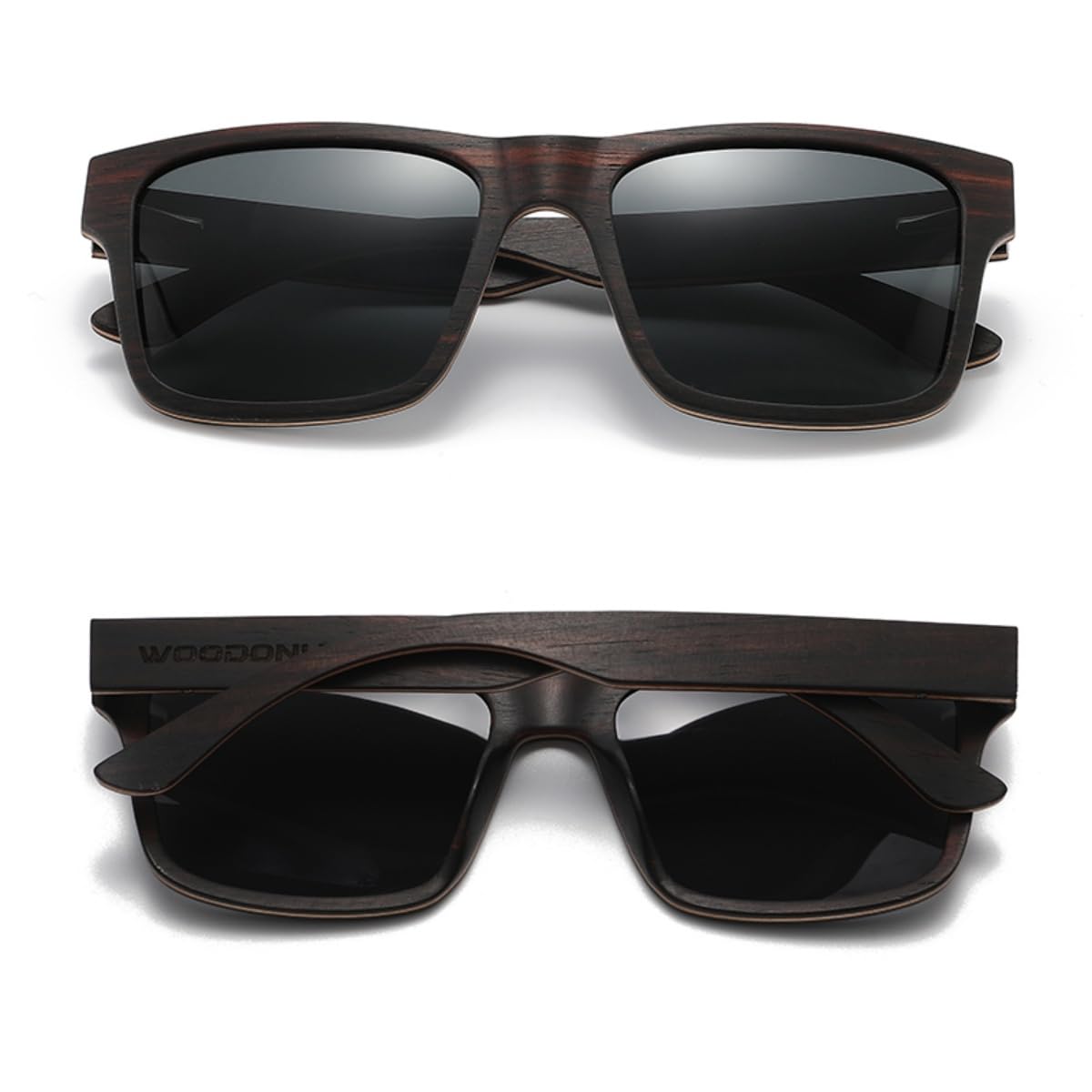 Retro Holz Polarisierte Sonnenbrille - Mode Stil Hölzerne Sonnenbrille mit Bambus Etui für Herren und Damen Perfekte Geschenke