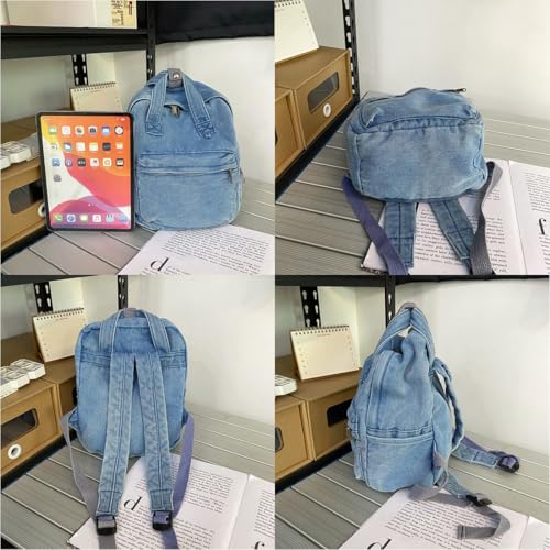 Image of MaxxCloud Vintage Denim Laptop Backpack Casual Canvas Daypack Handbag Purse Lightweight Rucksack Shoulder Bag