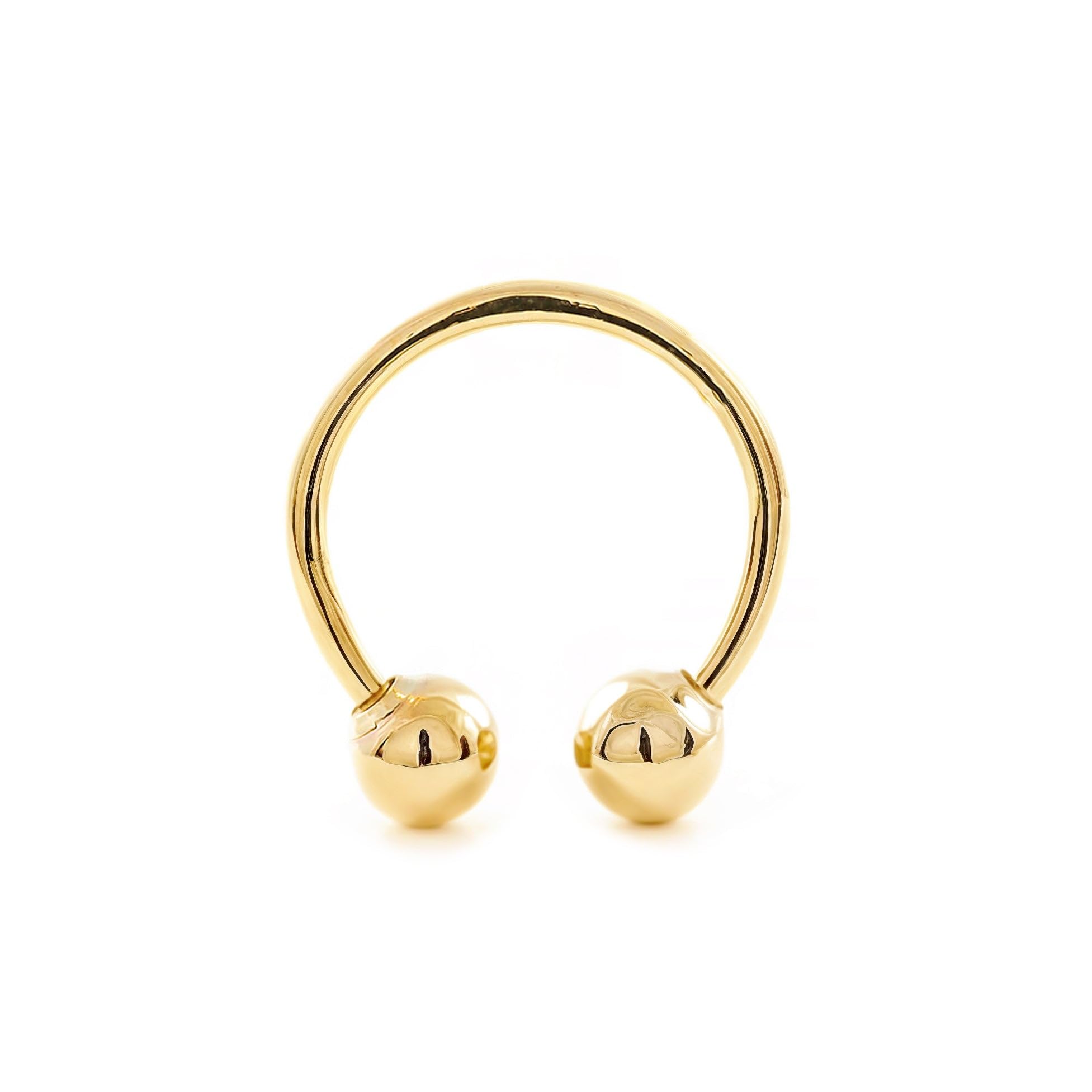 Piercing Barbell oro doble bola 4 mm (9kts) - Estuche Regalo - Certificado de Garantía - Mondepetit