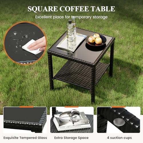 Lot 2 Transats Jardin Rotin + Table, Coussin 6cm UDPATIO