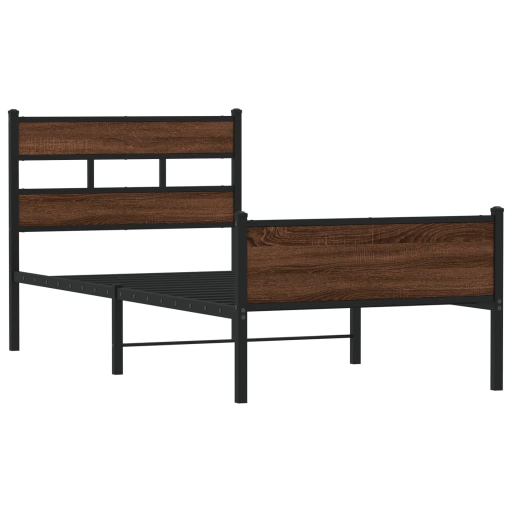Vidaxl Brown Oak Bed Frame Without Mattress 80X200 Cm Engineered Wood