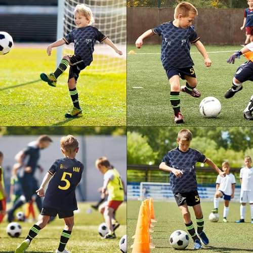 Kits de fútbol para niños, juego de entrenamiento de camisetas de fútbol número 5, kits de fútbol para niños con camisetas de entrenamiento de fútbol, pantalones cortos, calcetines, placa de