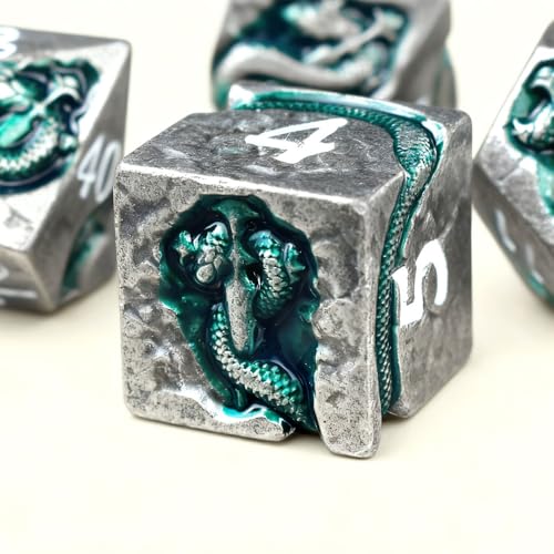 RULE DICE Serpent's Cunning DND Dice Set - Metal Dungeons and Dragons Dice for Players & DMS - Balanced Polyhedral D&D Dice, Unique D and D Gift for GMS and Players