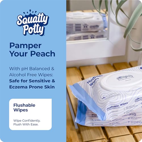 Image of Squatty Potty Bamboo Flip Stool (7″ & 9″ Adjustable) + Plant‑Based Flushable Wipes Bundle - Enhanced Bathroom Posture & Fresh Clean