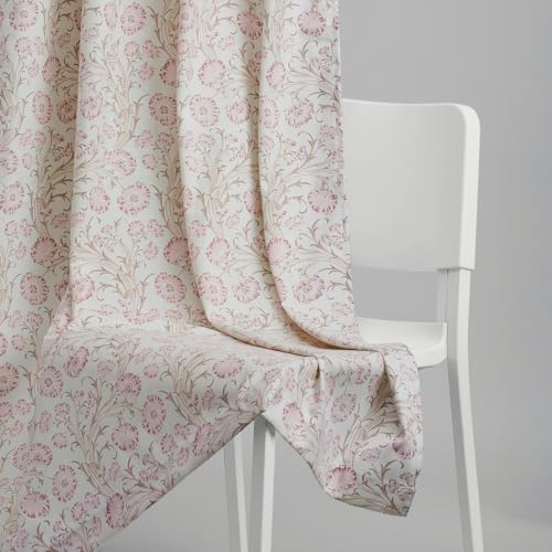 Image of haus & kinder Digital Printed Cotton Window Curtain 5 Feet Long Pack of 1 Window Curtain, 5 Feet Curtain for Window (Blush Garden, Light Pink 130x152 CM)
