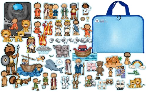 4+ Bible Story Set & Flannel Board Daniel Lion's Den David Goliath Jonah Whale Noah's Ark Felt Pieces Activity Sheets