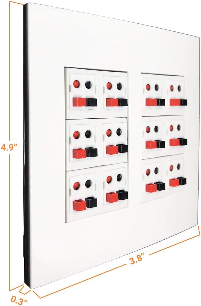 Premium 12 Speaker Wall Plate, Supports 12 Configurations, Screwless 2 Gang Plate with Speaker Port