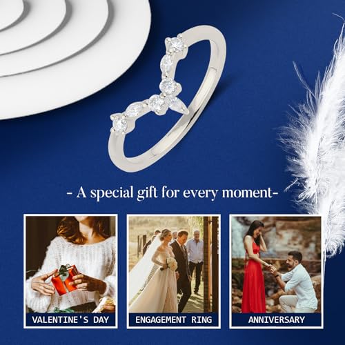 Moissanite Wedding Band for Women 925 Sterling Silver Engagement Ring Eternity Bands Stackable Promise Rings for Her Wedding Rings Size 3-104