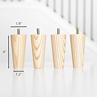 Vista 7 de Patas de madera de fresno prémium para muebles (kit de instalación completa): elige tu