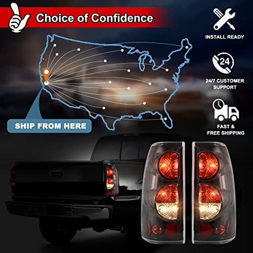 Nixon Offroad Tail Lights For Chevy Silverado 1500 2500 3500 1999-2006 / Gmc Sierra 99-02 Rear Lights Tail Lights Lamps Led Rear Lights Car Rear Lamps Assembly Replacement (Glossy Black/Clear Lens) #TOP6