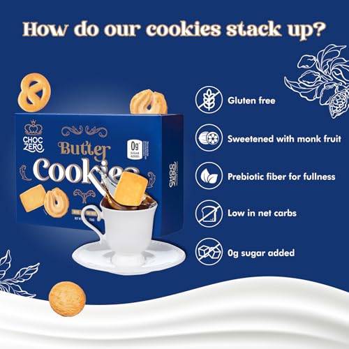 image for ChocZero Keto Butter Cookies, Sugar Free Danish Shortbread, Gluten Fre