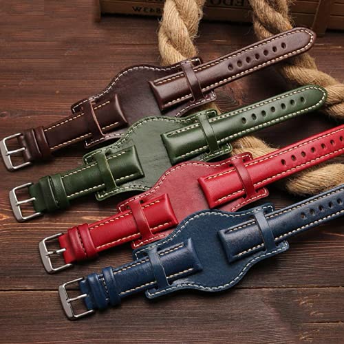 Strapseeker Percy Bund Classic Vintage 2-Way Bund Leather Watch Strap- Premium Replacement Watch Band For Men & Women- Sizes 18Mm 20Mm 21Mm 22Mm- Colors Black Brown Blue Green Red Mustard Yellow (Green, 20Mm) #TOP6