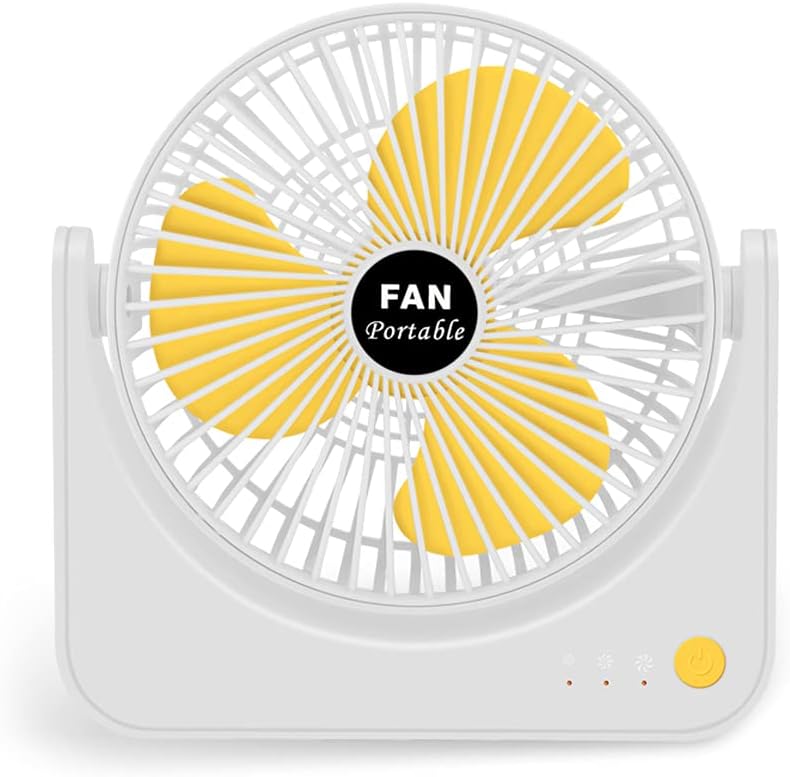 Tabletop Fan Quiet Portable USB Rechargeable Desktop Fan 2000mAh Air Circulator for Head Adjustable for Room D
