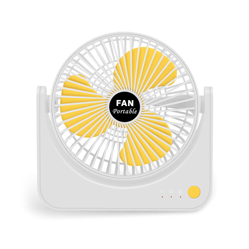 Kalttoy White Yellow Tabletop Fan Quiet Portable Usb Rechargeable Desktop Fan 2000Mah Air Circulator For Head Adjustable For Room D Electric Desktop For Quiet