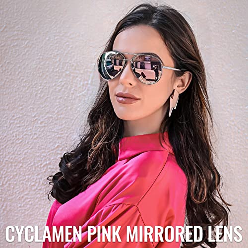 SODQW Aviator Sunglasses for Women Men Oversized with Metal Frame, Mirrored Polarized Aviator Sunglasses with UV Protection3