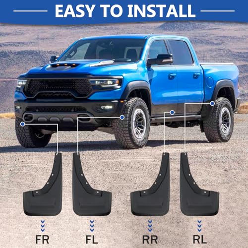 Image of Mud Flaps Mud Guards Replacement for Dodge Ram TRX 2021-2024 Mudflaps Mud Splash Guards Front and Rear No Drilling Required 4PCS
