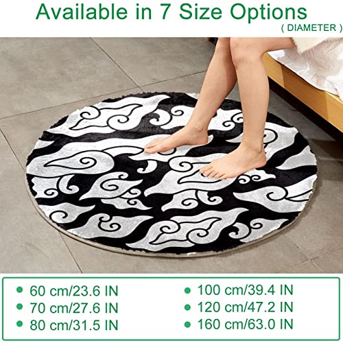 Batik Of Indonesia Fabric Megamendung Pattern Personalized Soft Round Faux Fur Area Rug Circular Shaggy Rug #TOP4