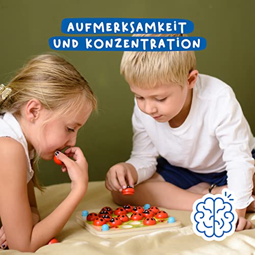 Nene Toys Marienkäfer-Garten – Gedächtnis Spiel aus Holz für Kinder im Alter von 3, 4, 5 Jahren mit 10 Lustigen Mustern… – Bild 7