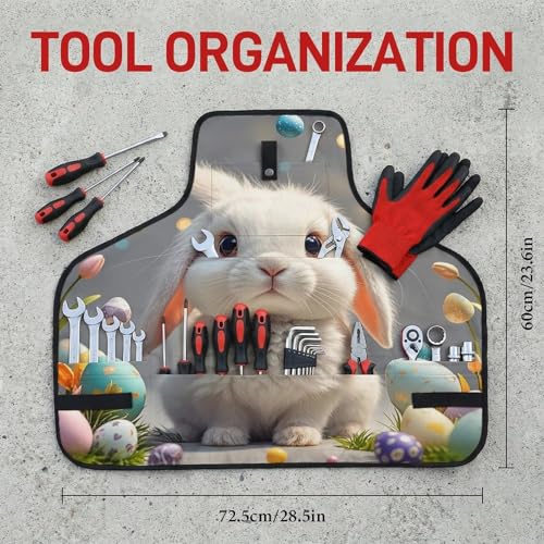 Delantal de trabajo Cute Easter Bunny con bolsillos miniatura 2