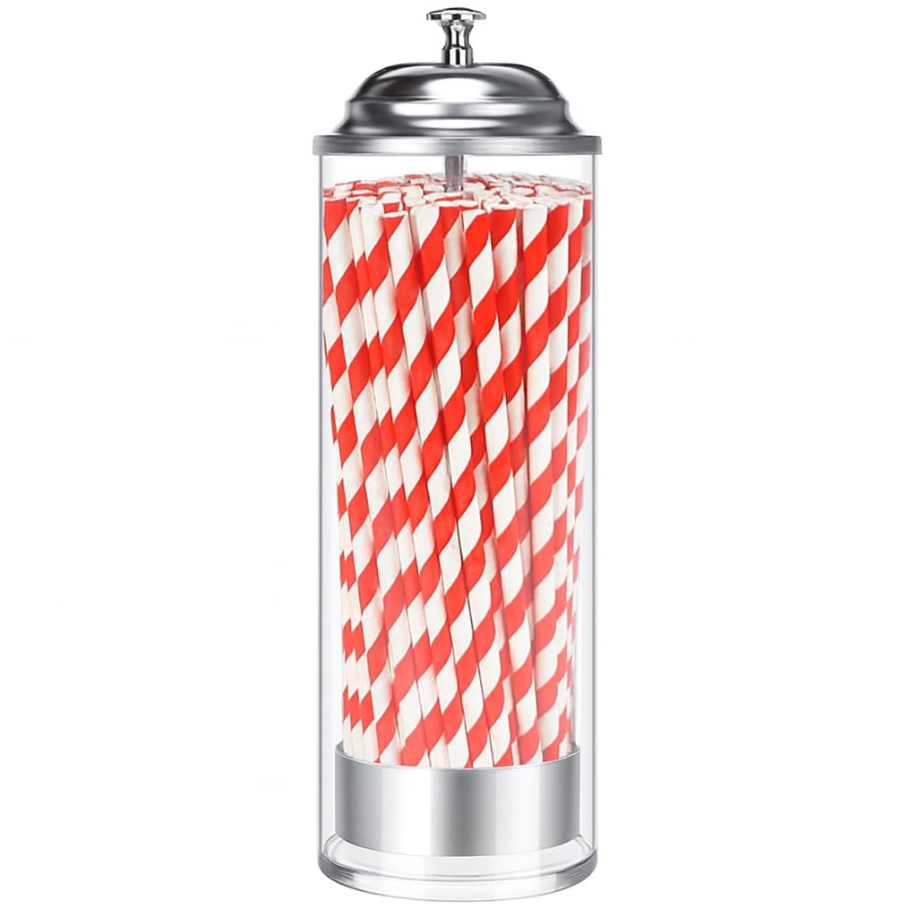 Distributeur de pailles en plastique rétro pour décoration bar et bistrot