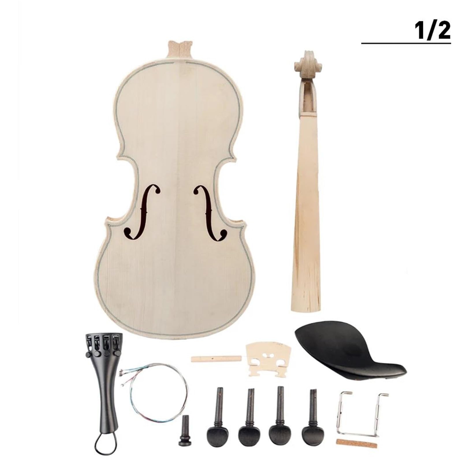 Violino Strumenti Musicali Kit Fai Da Te Per Violino Acustico In Legno Massello Naturale Manico Abete E Acero Cordiera Lega Di Alluminio(1/2)