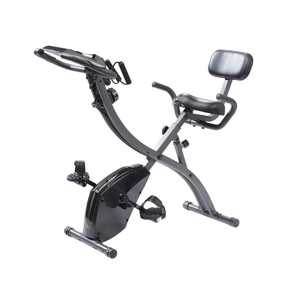 FFitness Cyclette Pieghevole X-Bike Ergometro Seduta Max 120kg |INCLUSO Cardiofrequenzimentro Porta Cellulare Bande per Esercizi