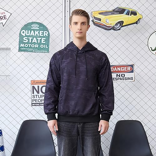Image of AOTORR Men's Pullover Hoodie Blend Fleece Long Sleeve Contrast Color Military Sweatshirt with Kanga Pocket