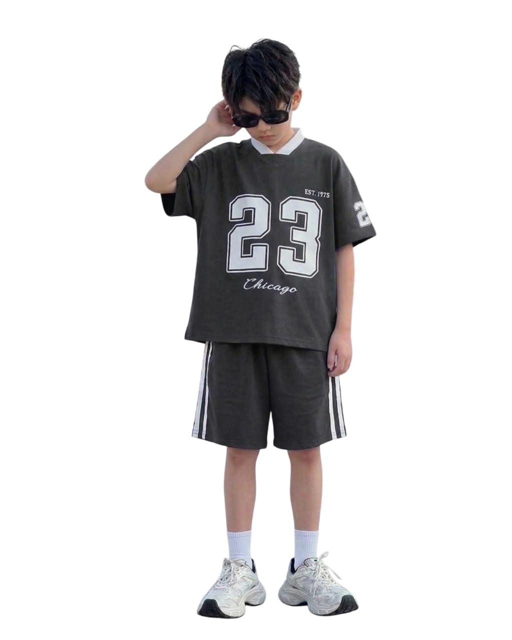 Lymio Set di maglietta e pantaloncini per bambini, abbigliamento estivo per bambini, abbigliamento casual in misto cotone per bambini, set di maglietta e pantaloncini alla moda (SSK-06)