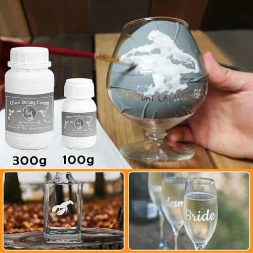 300g Etch paste for Glass,Etch Paste Can be Used on a Variety of Surfaces,Including Glass,Ceramic,Metal, and More.It is Perfect for Creating Vustom Designs and Patterns on Your Favorite Items