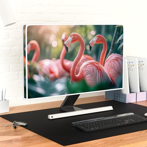 Image of Pink Tropical Flamingo Waterproof Television Covers 40,41,42,43 Inch Green Plants Anti-Static Dust-Proof TV Dust Cover Protective Sleeve Compatible with Television LED LCD OLED TVs