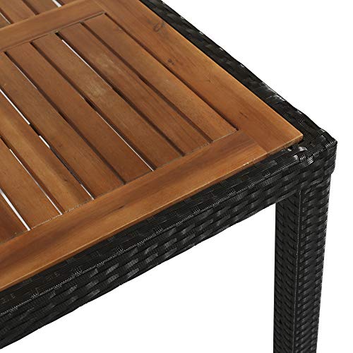 Outsunny 9 Pcs Patio Dining Set Rattan Wicker Furniture Set With Acacia Wood Table Top, Stackable Armrest Chairs With Water-Proof Cushion #TOP6