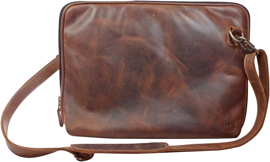 Tор Brаndѕ Hide & Drink, Leather (13 in.) Laptop Zip Up Pouch Sleeve Portfolio Shoulder Bag Travel Office Essentials, Handmade :: Bourbon Brown